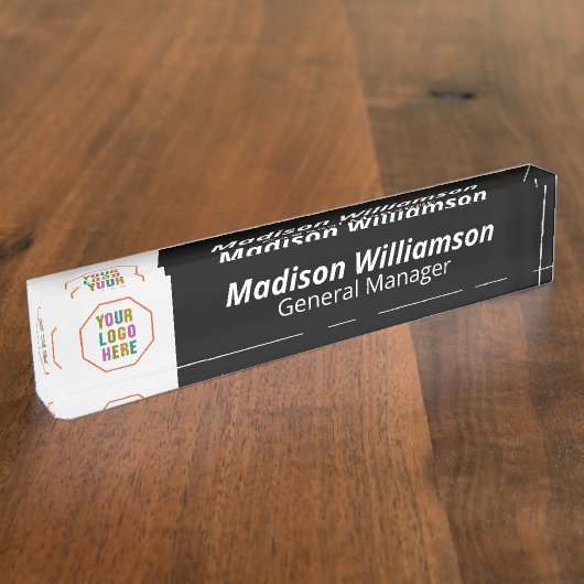 ロゴ付きオフィスのドア名札の交換 デスクネームプレート (側面)