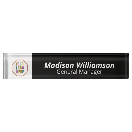 ロゴ付きオフィスのドア名札の交換 デスクネームプレート (正面)