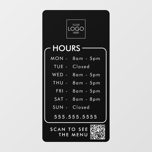 ロゴ付きオフィス時間QRコードストアカスタム ウィンドウサイン (シート)