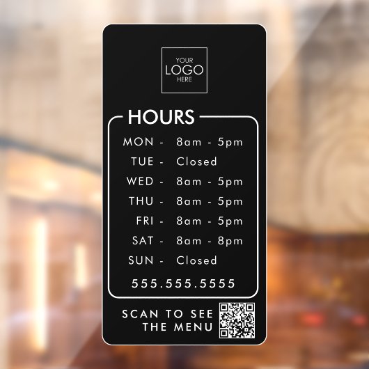 ロゴ付きオフィス時間QRコードストアカスタム ウィンドウサイン (シート2)