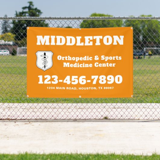 ロゴ付きオレンジ色の販促用ビジネスバナー 横断幕 (インサイチュ)