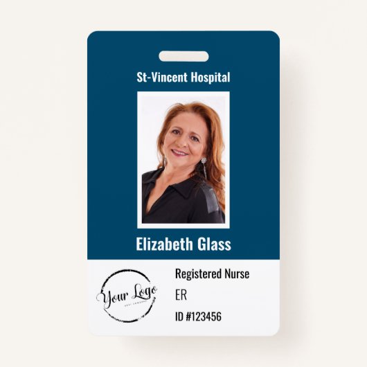 ロゴ付きカスタマイズ可能な写真IDバッジ バッジ (正面)