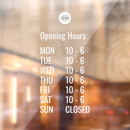 ロゴ付きカスタム営業時間窓用シール ウィンドウサイン (シート2)