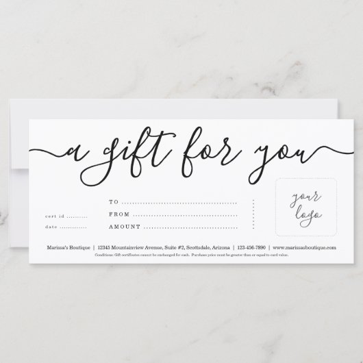 ロゴ付きギフト券 |右のみ (正面)