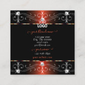 ロゴ付きグラマラス華美ブラック銅オーナメント スクエア名刺 (裏面)