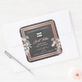 ロゴ付きグレー製品パッケージングラベルバラ金ゴールド スクエアシール (封筒)