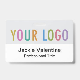 ロゴ付きグレーPVC名バッジ（ラニヤードまたはリール） バッジ