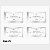 ロゴ付きシックなホワイトプロダクトラベルシルバーフレーム 長方形シール (シート)