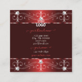 ロゴ付きシックなワインレッド華美ブルゴーニュオーナメント スクエア名刺 (裏面)