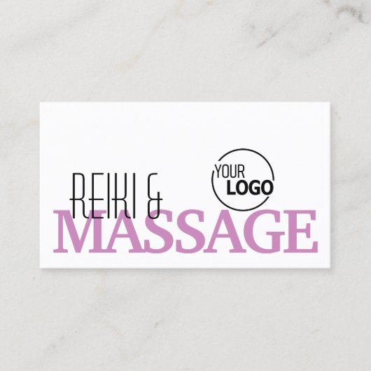 ロゴ付きシックな白シンプルとピスタイリッシュンクの 名刺 (正面)