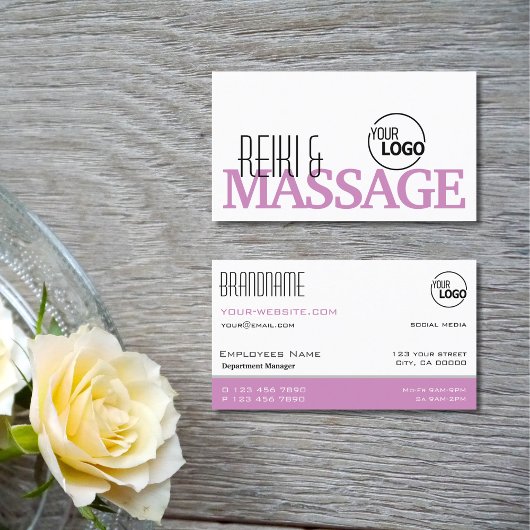 ロゴ付きシックな白シンプルとピスタイリッシュンクの 名刺