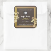 ロゴ付きシックな製品パッケージングラベル茶色金ゴールド スクエアシール (バッグ)