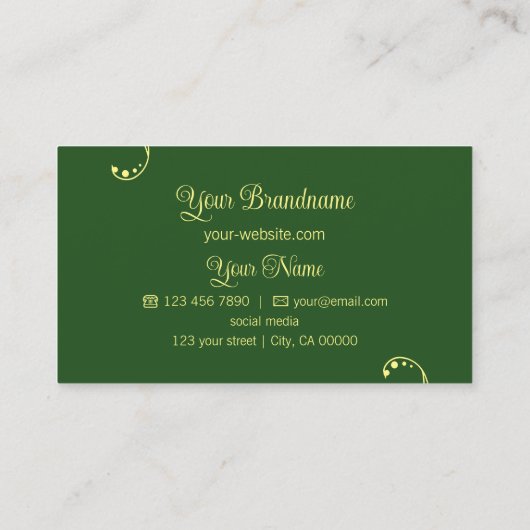 ロゴ付きシックな黄色と緑の装飾華美 名刺 (裏面)