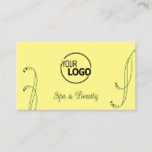 ロゴ付きシックな黄色と緑の装飾華美 名刺 (正面)
