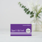ロゴ付きシックストライプパープルホワイトプロフェッショナル 名刺 (スタンド正面)