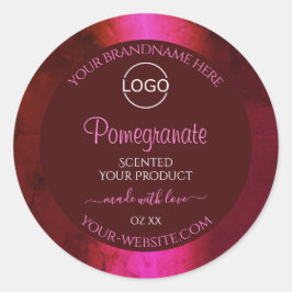 ロゴ付きシマーリーピンク赤大理石製品ラベル ラウンドシール