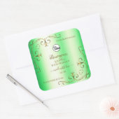 ロゴ付きシマー華美リーグリーン金ゴールド製品ラベル スクエアシール (封筒)