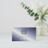 ロゴ付きシメリーきらめくブルーシルバーダイヤモンド 名刺 (スタンド正面)