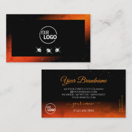 ロゴ付きシメリーオレンきらめくジブラックダイヤモンド 名刺