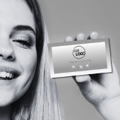 ロゴ付きシルバーグレグラデーションイきらめくトホワイト宝石 名刺