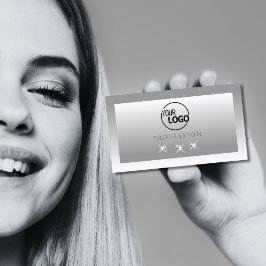 ロゴ付きシルバーグレグラデーションイきらめくトホワイト宝石 名刺