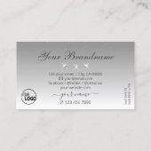 ロゴ付きシルバーグレグラデーションイきらめくトホワイト宝石 名刺 (裏面)