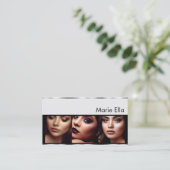 ロゴ付きシルバーグレー製品ラベルの写真クリーン 名刺 (スタンド正面)