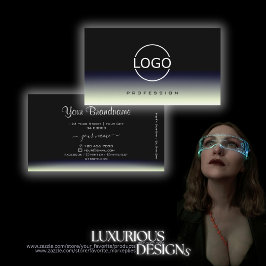 ロゴ付きスチールブルー白黒グラデーシスタイリッシュョン 名刺