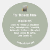 ロゴ付きセージ緑の原料リスト ラウンドシール (正面)