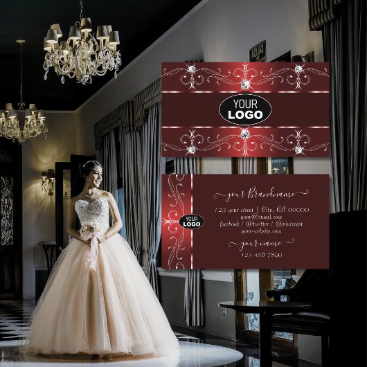 ロゴ付きダーク華美ワ縁どイン赤 名刺