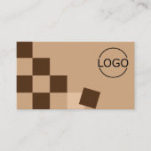 ロゴ付きチェスボモダンードベージュとブラウンカッコいい 名刺 (正面)
