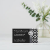 ロゴ付きトライバル白黒ろうけつ染め 名刺 (スタンド正面)