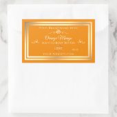 ロゴ付きノーブルオレンジ色の製品ラベル金ゴールドフレーム 長方形シール (バッグ)