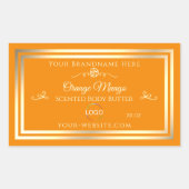 ロゴ付きノーブルオレンジ色の製品ラベル金ゴールドフレーム 長方形シール (正面)