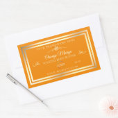 ロゴ付きノーブルオレンジ色の製品ラベル金ゴールドフレーム 長方形シール (封筒)