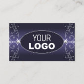 ロゴ付きノーブルグラデーションブルー華美スパークルダイヤモンド 名刺 (正面)