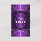 ロゴ付きノーブルダークパープル華美薄紫オーナメント 名刺 (正面)