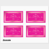 ロゴ付きノーブルホットピンク製品ラベル金ゴールドフレーム 長方形シール (シート)