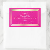 ロゴ付きノーブルホットピンク製品ラベル金ゴールドフレーム 長方形シール (バッグ)