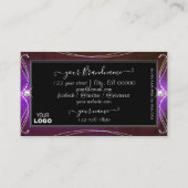 ロゴ付きノーブル華美ブラックパープル輝く宝石 名刺 (裏面)