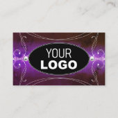 ロゴ付きノーブル華美ブラックパープル輝く宝石 名刺 (正面)