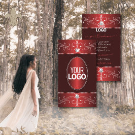 ロゴ付きノーブル華美ワインレッドBurgundyオーナメント 名刺