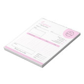 ロゴ付きパステルフェミニンピンク請求書 ノートパッド (回転)