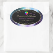 ロゴ付きパープルテールグリッター フレーム製品ラベル 楕円形シール (バッグ)