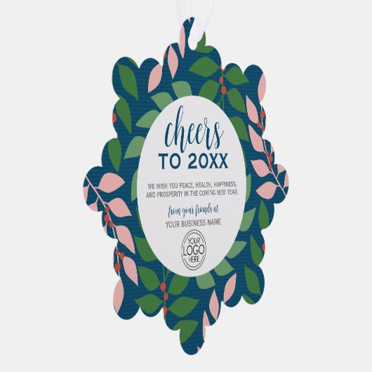 ロゴ付きビジネス用挨拶 – 応援休日 オーナメントカード (右)