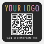 ロゴ付きビジネスQRコードシール(黒い四角) スクエアシール (正面)