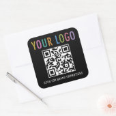 ロゴ付きビジネスQRコードシール(黒い四角) スクエアシール (封筒)