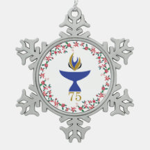 ロゴ付きピューターオーナメントスノーフレーク