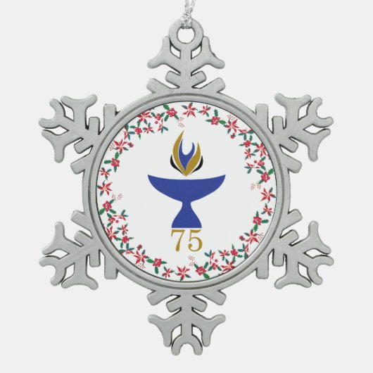 ロゴ付きピューターオーナメントスノーフレーク スノーフレークピューターオーナメント (正面)