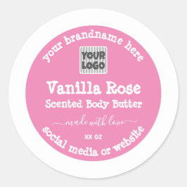 ロゴ付きピンクおよびシルバー製品の包装ラベル ラウンドシール